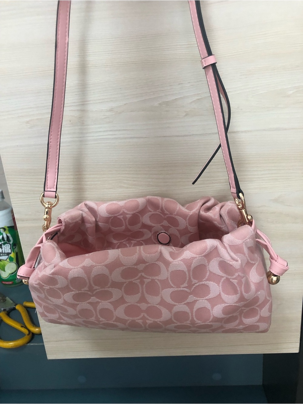 Coach Pink Signature Jacquard Crossbody Bag with Gold Hardware - Picture 7 of 12